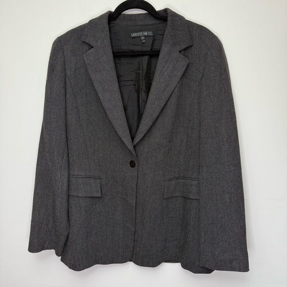 lafayette 148 New York Women’s Wool‎ Blazer Herringbone Single Button 10 - Picture 1 of 5